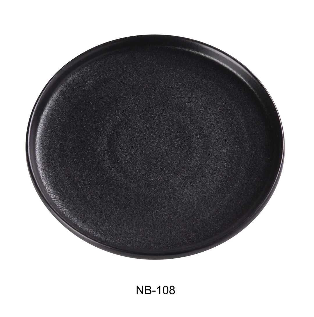 Yanco Noble Black 8" X 1" Round Plate With Upright Rim