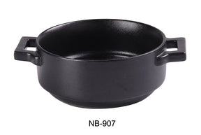 Yanco Noble Black 7 1/2" X 5 3/4" X 2 1/4" Round Bake Plate With Handle 20 Oz