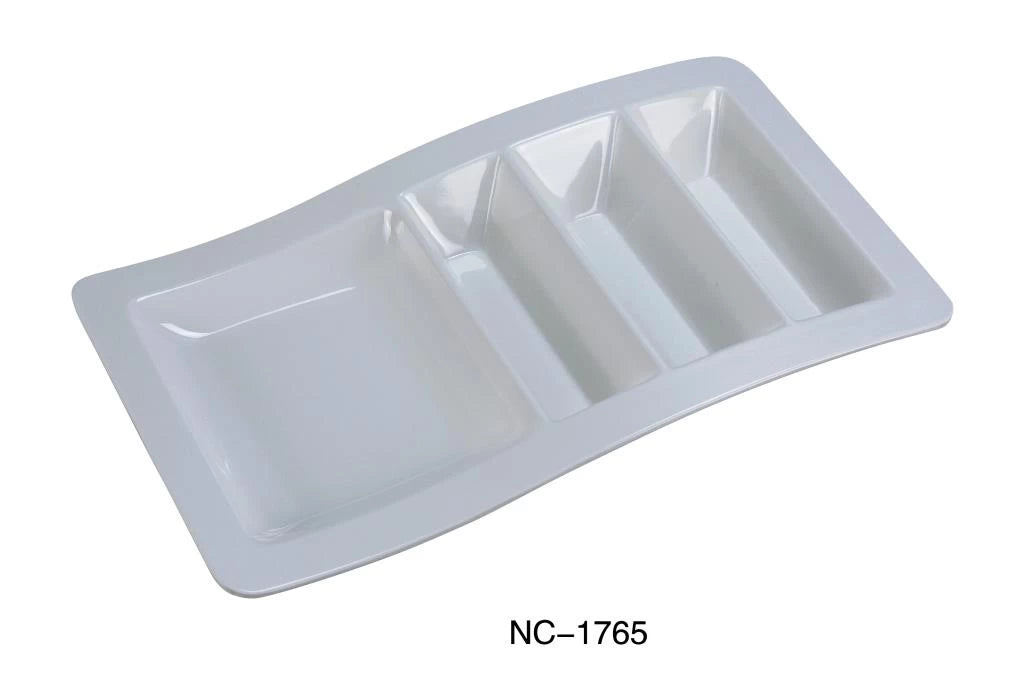 Yanco COMPARTMENT COLLECTION 14 3/4" x 8 3/4" X 1 3/4" STACKABLE TACO PLATE WHITE