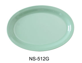 Yanco Nessico 12" X 8" Oval Platter W/Narrow Rim Green