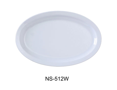 Yanco Nessico 12" X 6 3/4" Oval Platter W/Narrow Rim White