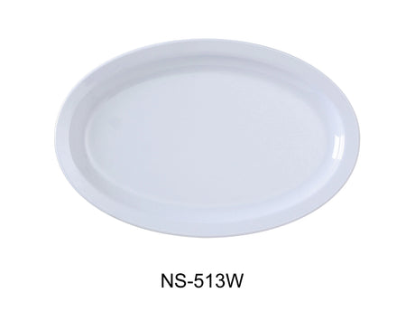 Yanco Nessico 13" X 8 1/2" Oval Platter W/Narrow Rim White
