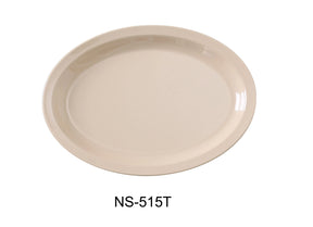 Yanco Nessico 13 1/4" X 9 1/2" Oval Platter W/Narrow Rim Tan