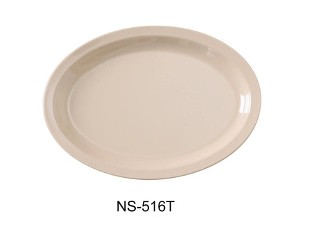 Yanco Nessico 15 1/2" X 10 3/4" Oval Platter W/Narrow Rim Tan