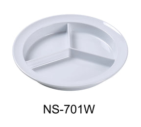 Yanco Nessico 8 3/4" Deep 3-Compartment Plate White