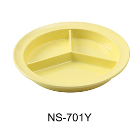 Yanco Nessico 8 3/4" Deep 3-Compartment Plate Yellow
