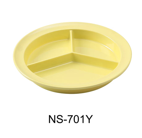 Yanco Nessico 8 3/4" Deep 3-Compartment Plate Yellow