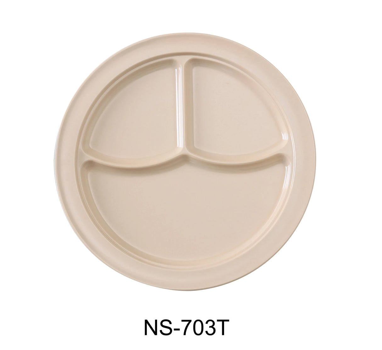 Yanco COMPARTMENT COLLECTION 10 1/8" 3-COMPARTMENT PLATE TAN