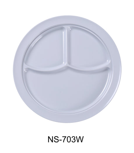 Yanco Nessico 10 1/4" 3-Compartment Plate White