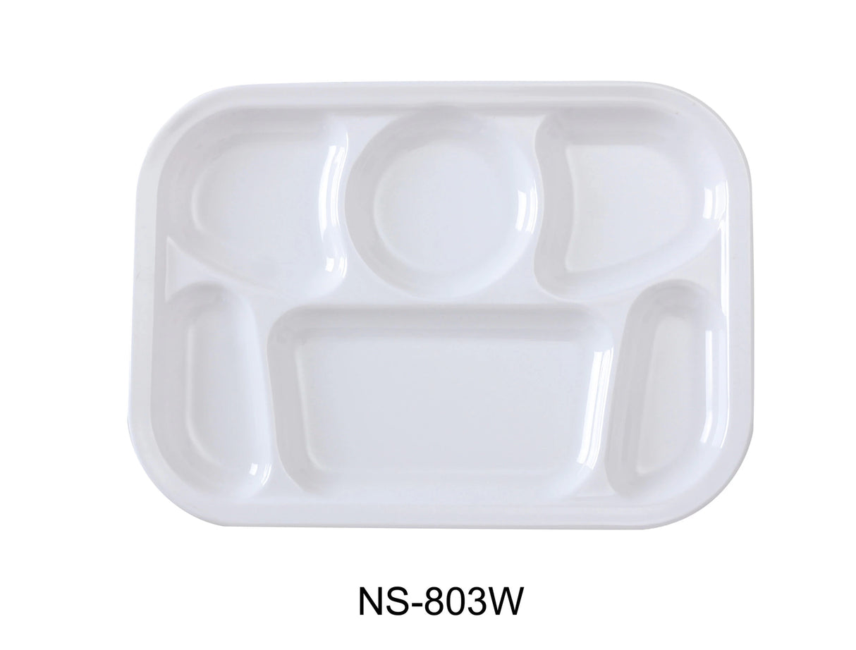 Yanco Nessico 13" X 9 1/2" 6-Compartment White