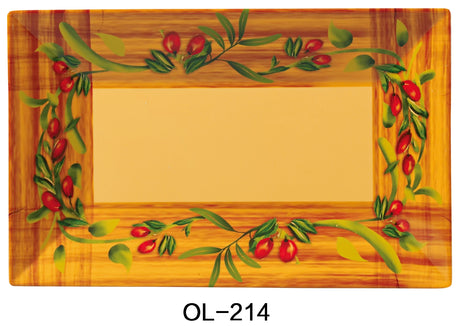 Yanco Olive 14" X 8" Rectangular Plate