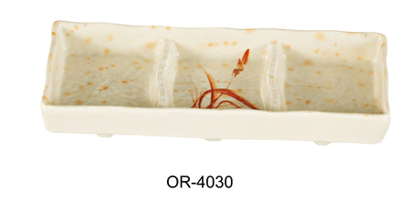 Yanco Orchis 7 1/2" X 3" Triple Sauce Dish Gold Orchis 2.5 Oz Each