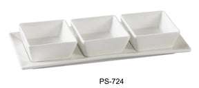Yanco Piscataway Three 3" Square Bowl With 11" X 4 1/4" Tray 3 Oz Each