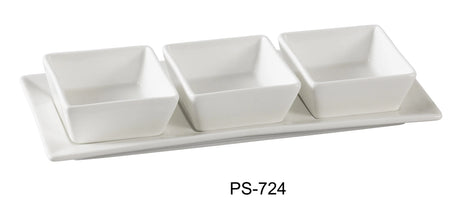 Yanco Piscataway Three 3" Square Bowl With 11" X 4 1/4" Tray 3 Oz Each