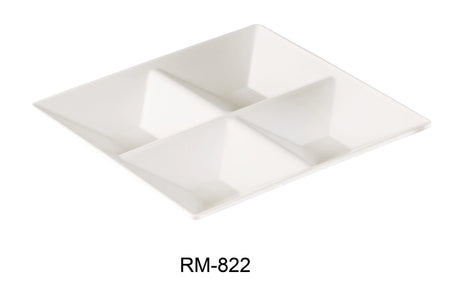 Yanco Rome 11 1/2" 4-Compartment Plate, Square, 1 1/2" Deep