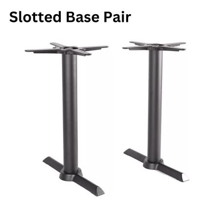 Slotted cast iron table bases, sold as a pair