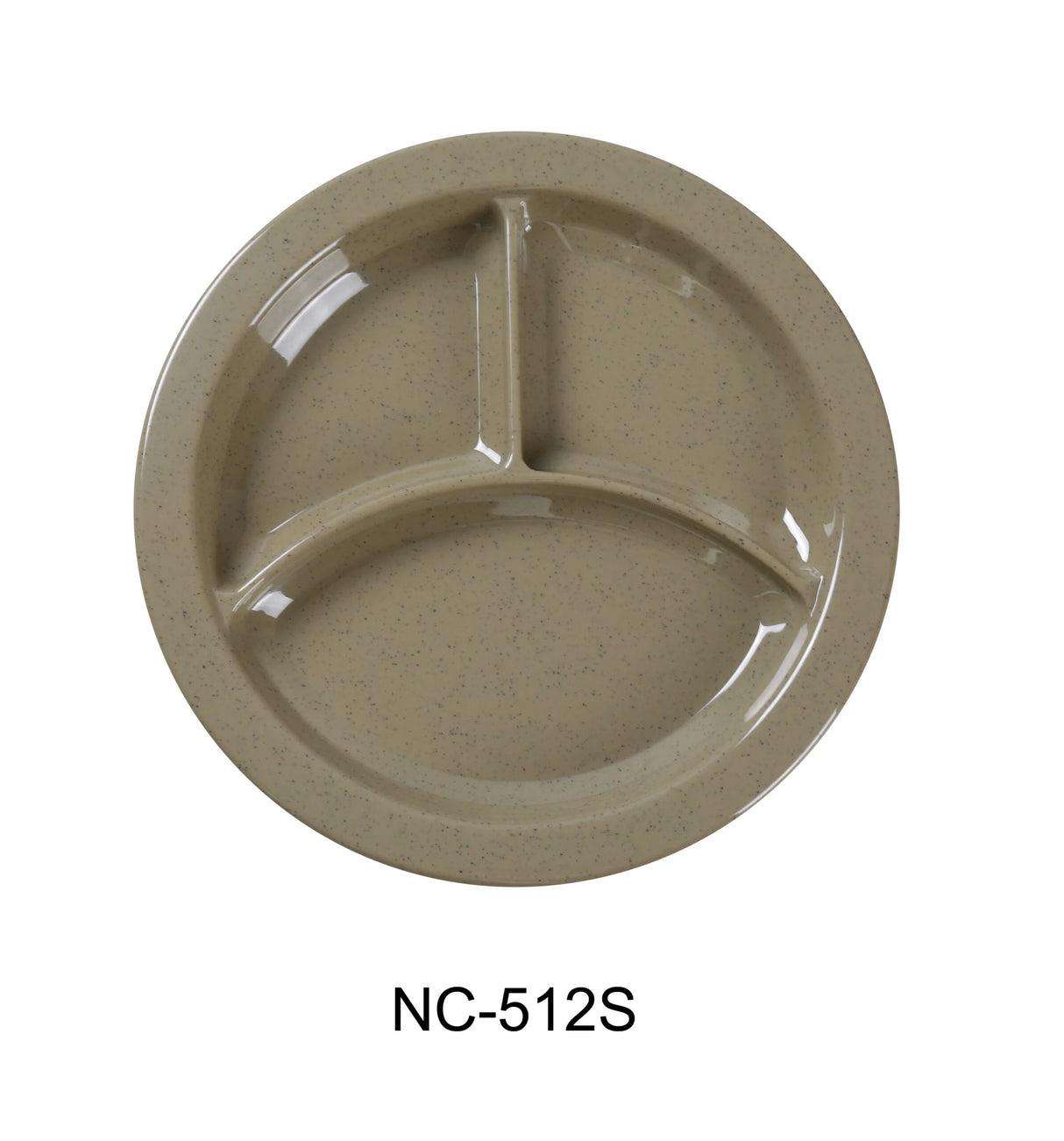 Yanco COMPARTMENT COLLECTION 9" 3-COMPARTMENT PLATE W/DEEP BEVELED FOOT SAND