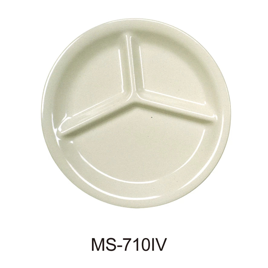 Yanco MILE STONE  10 1/4" THREE COMPARTMENT PLATE IVORY