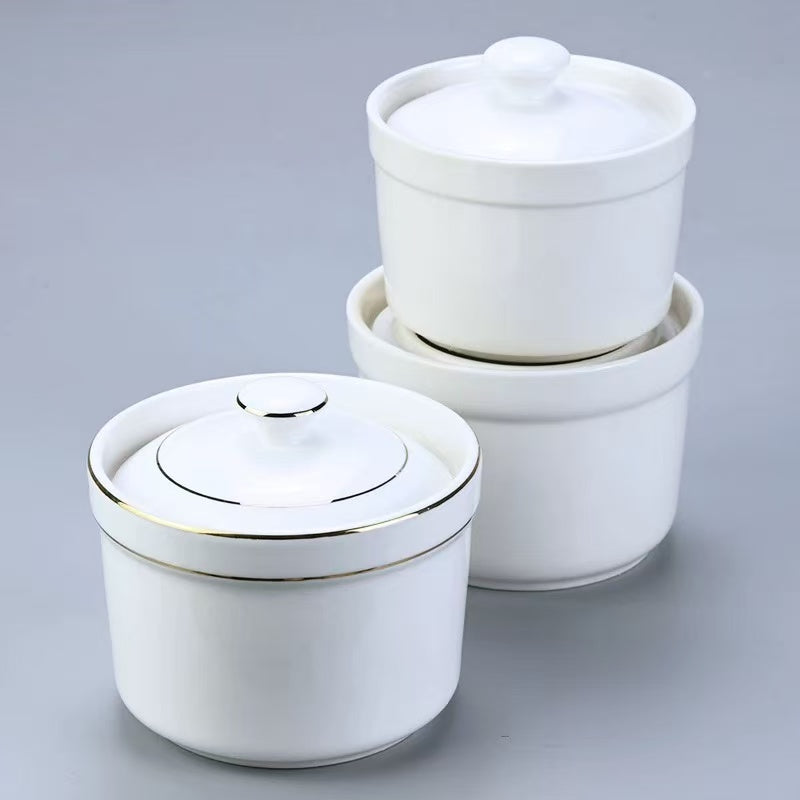 SANJIANG Soup Crocks With Lids, golden edge