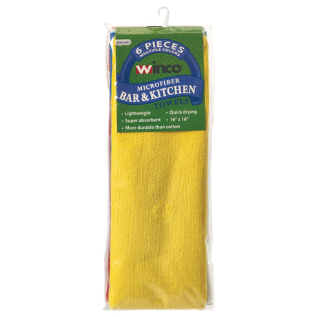 Microfiber Towel, 16" x 16", 6 Pack