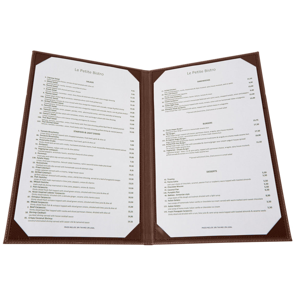 Two-View Menu Cover