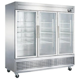Dukers  D83R-GS3 Bottom Mount Glass 3-Door Commercial Reach-in Refrigerator (Free Shipping) (Add to cart for discount)
