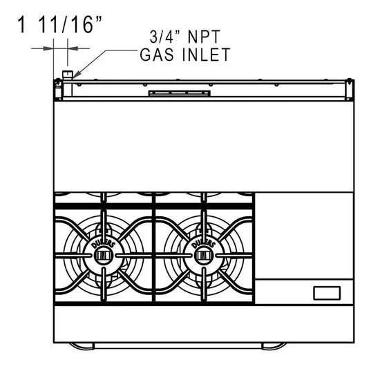 Dukers  DCR36-4B12GM 36" Gas Range with Four (4) Open Burners & 12" Griddle (Free Shipping) (Add to cart for discount)
