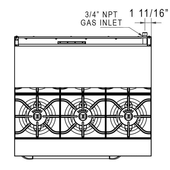 Dukers  DCR36-6B 36" Gas Range with Six (6) Open Burners (Free Shipping) (Add to cart for discount)