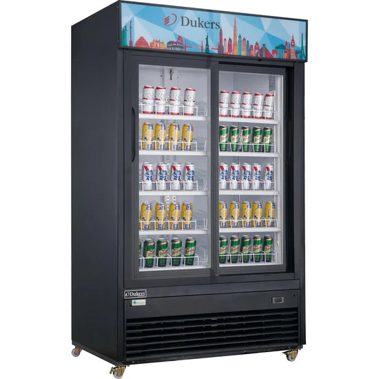 Dukers  DSM-40SR Commercial Glass Sliding 2-Door Merchandiser Refrigerator in Black (Free Shipping) (Add to cart for discount)