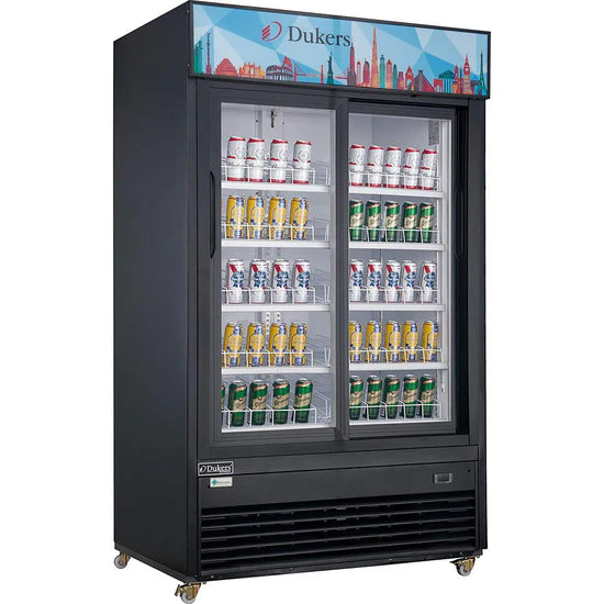 Dukers  DSM-47SR Commercial Glass Sliding 2-Door Merchandiser Refrigerator in Black (Free Shipping) (Add to cart for discount)