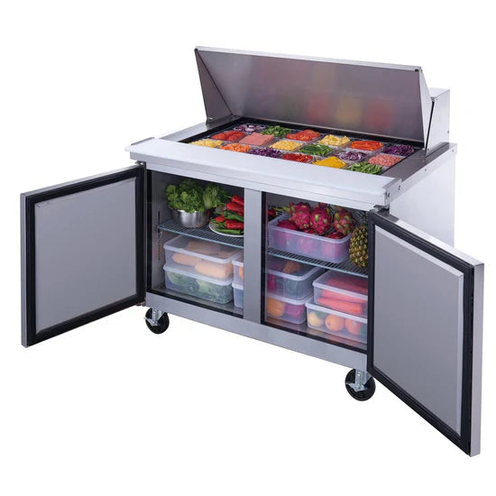 Dukers  DSP48-18M-S2 2-Door Commercial Food Prep Table Refrigerator in Stainless Steel with Mega Top (Free Shipping) (Add to cart for discount)