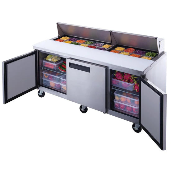 Dukers  DSP72-18-S3 3-Door Commercial Food Prep Table Refrigerator in Stainless Steel (Free Shipping) (Add to cart for discount)