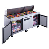 Dukers  DSP72-30M-S3 3-Door Commercial Food Prep Table Refrigerator in Stainless Steel with Mega Top (Free Shipping) (Add to cart for discount)
