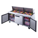 Dukers  DSP72-30M-S3 3-Door Commercial Food Prep Table Refrigerator in Stainless Steel with Mega Top (Free Shipping) (Add to cart for discount)