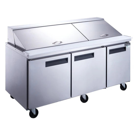 Dukers  DSP72-30M-S3 3-Door Commercial Food Prep Table Refrigerator in Stainless Steel with Mega Top (Free Shipping) (Add to cart for discount)