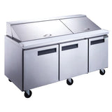 Dukers  DSP72-30M-S3 3-Door Commercial Food Prep Table Refrigerator in Stainless Steel with Mega Top (Free Shipping) (Add to cart for discount)