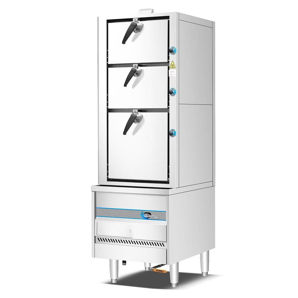 Dukers DCSC24 commercial steam cabinet, angled view showing the stainless steel body and legs