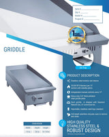 Cooks Forge CFGM12 12 in. W Griddle with 1 Burners Cooks Forge CFGM12 12英寸单眼烧烤炉