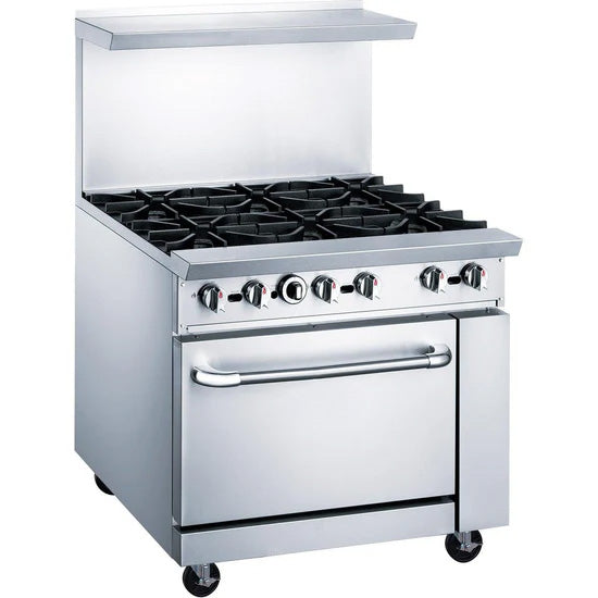 Cooks Forge CFR36-4B 36" Gas Range with Six (6) Open Burners