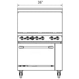 Cooks Forge CFR36-4B 36" Gas Range with Six (6) Open Burners