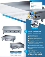 Cooks Forge CFGM48 48 in. W Griddle with 4 Burners Cooks Forge CFGM48 48英寸四眼烧烤炉