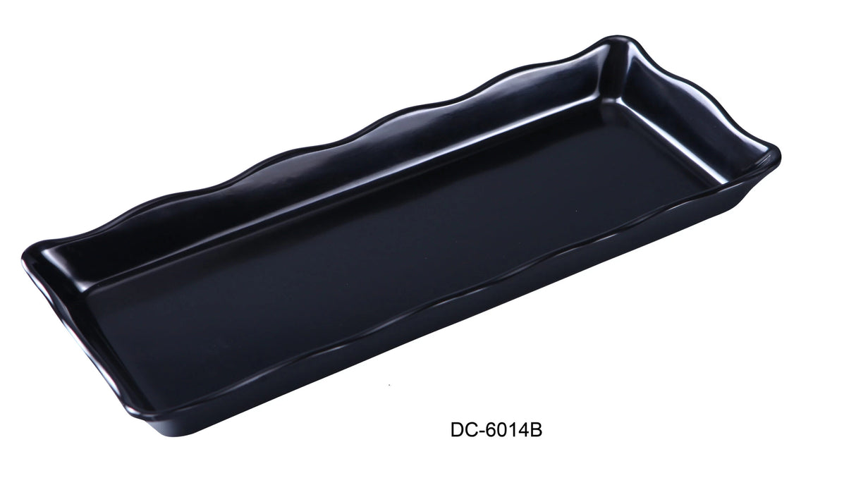 Yanco Deli Collection	14" X 5 1/2" X 1" SCALLOP EDGED DISPLAY TRAY BLACK
