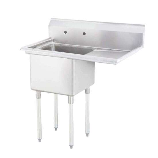 L&J 12X16-inch Stainless Steel 1-Compartment Sink W Right Drainboard