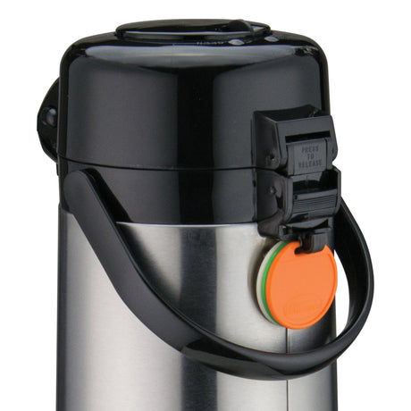 Glass Lined Airpot with Push Button Top, Stainless Steel Body