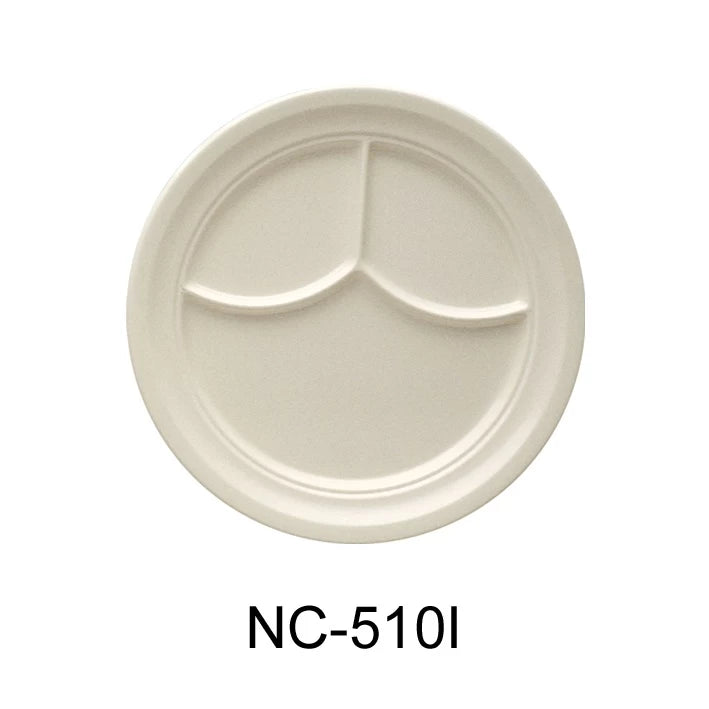 Yanco COMPARTMENT COLLECTION 9 1/2" 3-COMPARTMENT PLATE 9" IVORY