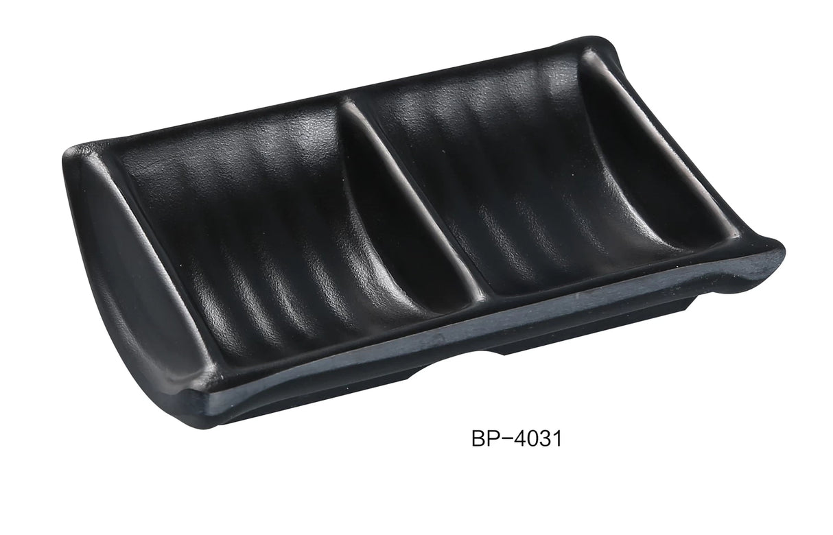 Yanco BLACK PEARL 4 3/4" X 3" DOUBLE SAUCE DISH 2 OZ EACH