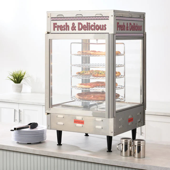 BenchmarkUSA Rotating Pizza Display Warmer - Stainless Steel, Humidified, ETL Certified