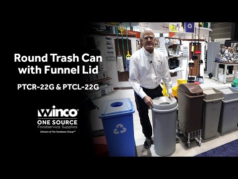 Round Trash Can, 22 Gallon, Gray