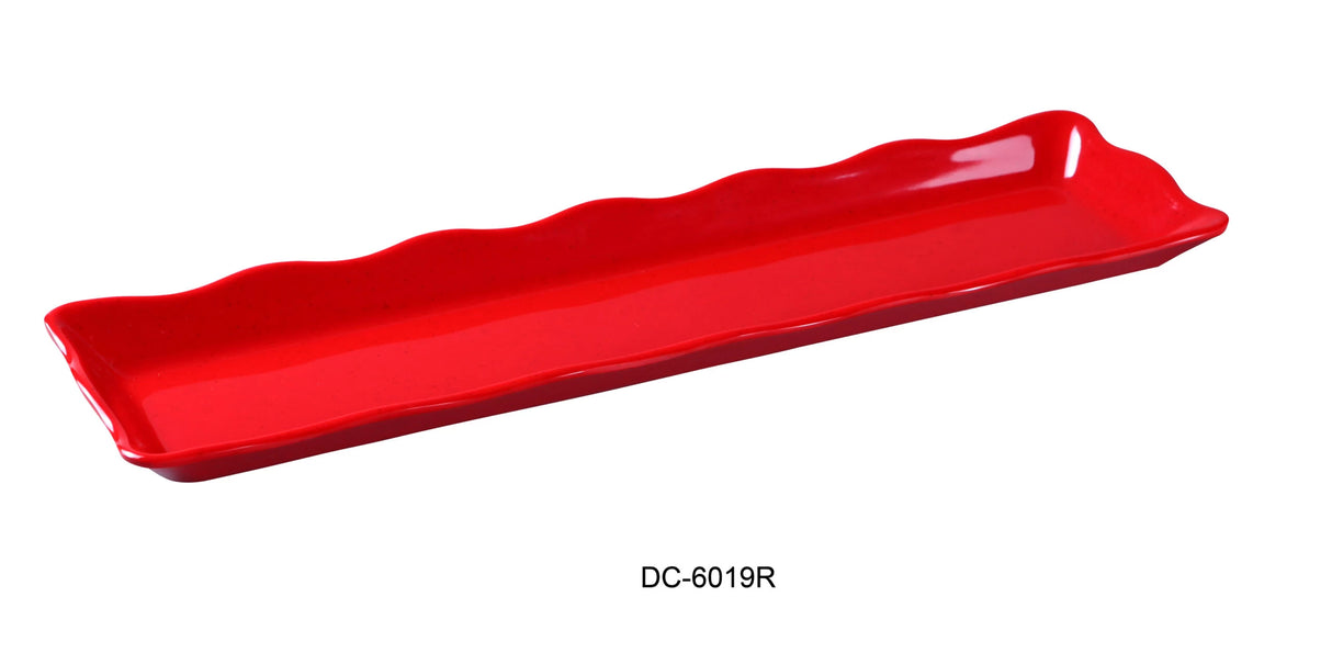 Yanco Deli Collection	19" X 5 1/4" X 1" SCALLOP EDGED DISPLAY TRAY RED