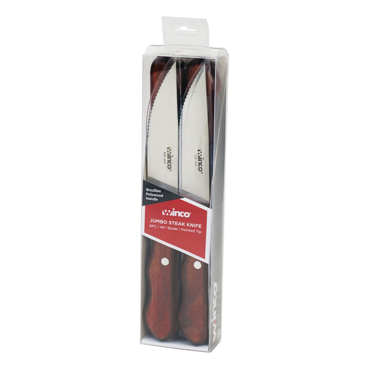 Jumbo Steak Knives, 4-3/4" Blade, Polywood Handle, Pointed Tip